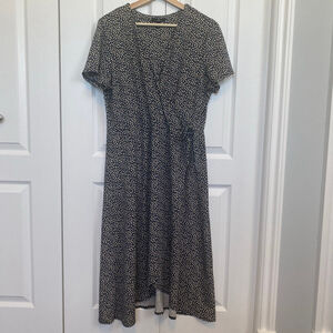 Jules & Leopold Black Ditsy Floral Faux Wrap Dress XL Canada Daisy Pretty Summer